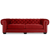 Nativa Interiors Cornell Chesterfield Tufted Sofa Solid + Manufactured Wood / Velvet Commercial Grade Extra Wide Tufted Sofa Red 103.00"W x 41.50"D x 30.00"H