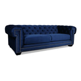 Nativa Interiors Cornell Chesterfield Tufted Sofa Solid + Manufactured Wood / Velvet Commercial Grade Extra Wide Tufted Sofa Blue 103.00"W x 41.50"D x 30.00"H