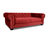 Nativa Interiors Cornell Chesterfield Tufted Sofa Deep Plush Solid + Manufactured Wood / Velvet Commercial Grade Deep Plush Wide Tufted Sofa Red 90.00"W x 48.50"D x 30.00"H