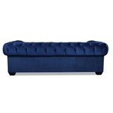 Nativa Interiors Cornell Chesterfield Tufted Sofa Solid + Manufactured Wood / Velvet Commercial Grade Wide Tufted Sofa Blue 90.00"W x 41.50"D x 30.00"H