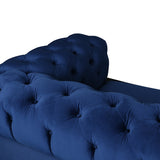 Nativa Interiors Cornell Chesterfield Tufted Sofa Solid + Manufactured Wood / Velvet Commercial Grade Extra Wide Tufted Sofa Blue 103.00"W x 41.50"D x 30.00"H