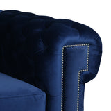 Nativa Interiors Cornell Chesterfield Tufted Sofa Deep Plush Solid + Manufactured Wood / Velvet Commercial Grade Deep Plush Wide Tufted Sofa Blue 90.00"W x 48.50"D x 30.00"H