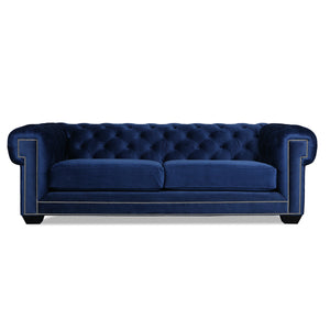 Nativa Interiors Cornell Chesterfield Tufted Sofa Deep Plush Solid + Manufactured Wood / Velvet Commercial Grade Deep Plush Wide Tufted Sofa Blue 90.00"W x 48.50"D x 30.00"H