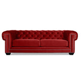 Nativa Interiors Cornell Chesterfield Tufted Sofa Deep Plush Solid + Manufactured Wood / Velvet Commercial Grade Deep Plush Wide Tufted Sofa Red 90.00"W x 48.50"D x 30.00"H