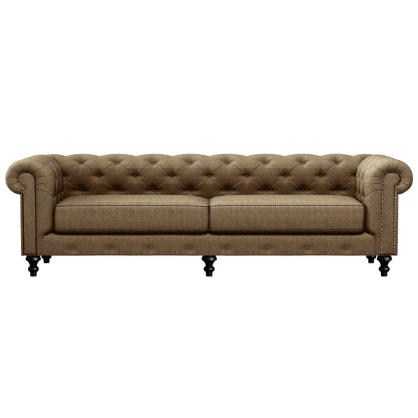Nativa Interiors London Tufted Sofa Deep Plush Solid + Manufactured Wood / Revolution Performance Fabrics® Commercial Grade Deep Plush Extra Wide Tufted Sofa Brown 103.00"W x 49.50"D x 30.00"H