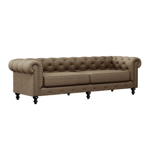 Nativa Interiors London Tufted Sofa Solid + Manufactured Wood / Revolution Performance Fabrics® Commercial Grade Extra Wide Tufted Sofa Brown 103.00"W x 42.50"D x 30.00"H
