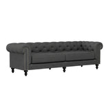 Nativa Interiors London Tufted Sofa Deep Plush Solid + Manufactured Wood / Revolution Performance Fabrics® Commercial Grade Deep Plush Extra Wide Tufted Sofa Charcoal 103.00"W x 49.50"D x 30.00"H