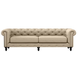Nativa Interiors London Tufted Sofa Deep Plush Solid + Manufactured Wood / Revolution Performance Fabrics® Commercial Grade Deep Plush Extra Wide Tufted Sofa Flax 103.00"W x 49.50"D x 30.00"H
