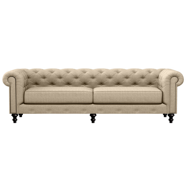 Nativa Interiors London Tufted Sofa Deep Plush Solid + Manufactured Wood / Revolution Performance Fabrics® Commercial Grade Deep Plush Extra Wide Tufted Sofa Flax 103.00"W x 49.50"D x 30.00"H