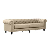 Nativa Interiors London Tufted Sofa Deep Plush Solid + Manufactured Wood / Revolution Performance Fabrics® Commercial Grade Deep Plush Extra Wide Tufted Sofa Flax 103.00"W x 49.50"D x 30.00"H