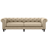 Nativa Interiors London Tufted Sofa Solid + Manufactured Wood / Revolution Performance Fabrics® Commercial Grade Extra Wide Tufted Sofa Flax 103.00"W x 42.50"D x 30.00"H