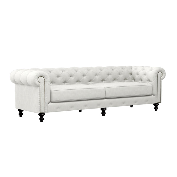 Nativa Interiors London Tufted Sofa Deep Plush Solid + Manufactured Wood / Revolution Performance Fabrics® Commercial Grade Deep Plush Extra Wide Tufted Sofa Off White 103.00"W x 49.50"D x 30.00"H