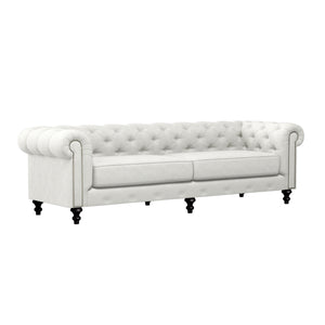 Nativa Interiors London Tufted Sofa Solid + Manufactured Wood / Revolution Performance Fabrics® Commercial Grade Extra Wide Tufted Sofa Off White 103.00"W x 42.50"D x 30.00"H