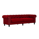 Nativa Interiors London Tufted Sofa Solid + Manufactured Wood / Velvet Commercial Grade Extra Wide Tufted Sofa Red 103.00"W x 42.50"D x 30.00"H