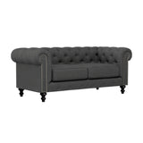 Nativa Interiors London Tufted Sofa Deep Plush Solid + Manufactured Wood / Revolution Performance Fabrics® Commercial Grade Deep Plush Tufted Sofa Charcoal 72.00"W x 49.50"D x 30.00"H