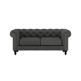 Nativa Interiors London Tufted Sofa Deep Plush Solid + Manufactured Wood / Revolution Performance Fabrics® Commercial Grade Deep Plush Tufted Sofa Charcoal 72.00"W x 49.50"D x 30.00"H