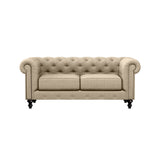 Nativa Interiors London Tufted Sofa Deep Plush Solid + Manufactured Wood / Revolution Performance Fabrics® Commercial Grade Deep Plush Tufted Sofa Flax 72.00"W x 49.50"D x 30.00"H