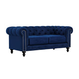 Nativa Interiors London Solid + Manufactured Wood / Velvet Commercial Grade Tufted Sofa Blue 72.00"W x 42.50"D x 30.00"H