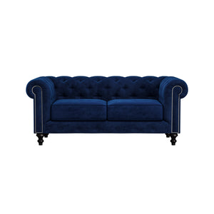 Nativa Interiors London Solid + Manufactured Wood / Velvet Commercial Grade Tufted Sofa Blue 72.00"W x 42.50"D x 30.00"H