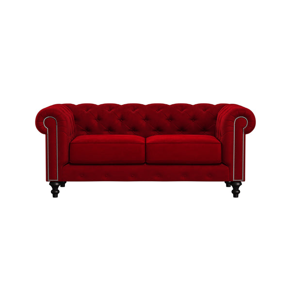 Nativa Interiors London Solid + Manufactured Wood / Velvet Commercial Grade Tufted Sofa Red 72.00"W x 42.50"D x 30.00"H