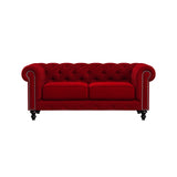 Nativa Interiors London Tufted Sofa Deep Plush Solid + Manufactured Wood / Velvet Commercial Grade Deep Plush Tufted Sofa Red 72.00"W x 49.50"D x 30.00"H