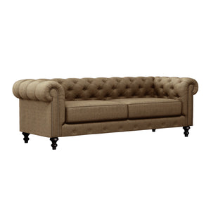 Nativa Interiors London Tufted Sofa Deep Plush Solid + Manufactured Wood / Revolution Performance Fabrics® Commercial Grade Deep Plush Wide Tufted Sofa Brown 90.00"W x 49.50"D 0 30.00"H