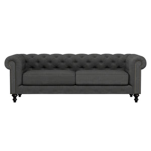 Nativa Interiors London Tufted Sofa Solid + Manufactured Wood / Revolution Performance Fabrics® Commercial Grade Wide Tufted Sofa Charcoal 90.00"W x 42.50"D x 30.00"H