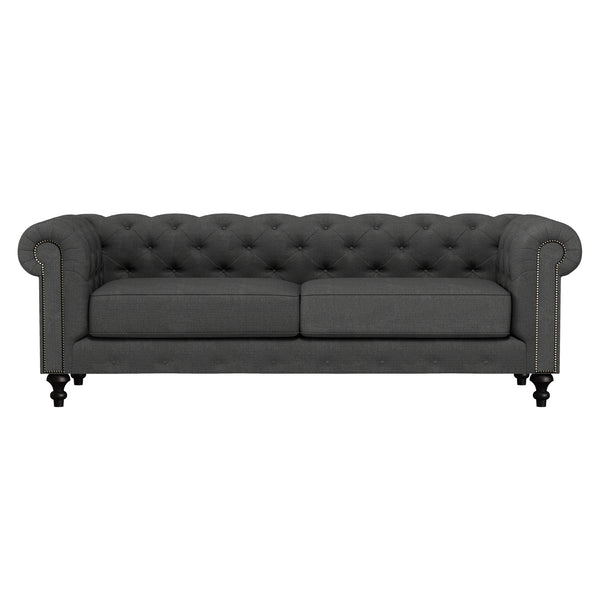 Nativa Interiors London Tufted Sofa Solid + Manufactured Wood / Revolution Performance Fabrics® Commercial Grade Wide Tufted Sofa Charcoal 90.00"W x 42.50"D x 30.00"H