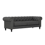 Nativa Interiors London Tufted Sofa Deep Plush Solid + Manufactured Wood / Revolution Performance Fabrics® Commercial Grade Deep Plush Wide Tufted Sofa Charcoal 90.00"W x 49.50"D 0 30.00"H