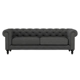 Nativa Interiors London Tufted Sofa Deep Plush Solid + Manufactured Wood / Revolution Performance Fabrics® Commercial Grade Deep Plush Wide Tufted Sofa Charcoal 90.00"W x 49.50"D 0 30.00"H