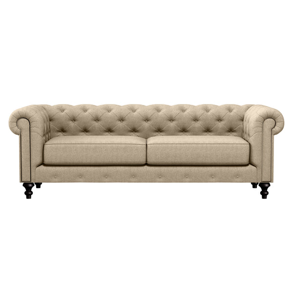 Nativa Interiors London Tufted Sofa Deep Plush Solid + Manufactured Wood / Revolution Performance Fabrics® Commercial Grade Deep Plush Wide Tufted Sofa Flax 90.00"W x 49.50"D 0 30.00"H