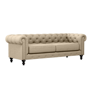 Nativa Interiors London Tufted Sofa Deep Plush Solid + Manufactured Wood / Revolution Performance Fabrics® Commercial Grade Deep Plush Wide Tufted Sofa Flax 90.00"W x 49.50"D 0 30.00"H