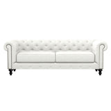 Nativa Interiors London Tufted Sofa Solid + Manufactured Wood / Revolution Performance Fabrics® Commercial Grade Wide Tufted Sofa Off White 90.00"W x 42.50"D x 30.00"H