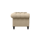 Nativa Interiors London Tufted Sofa Solid + Manufactured Wood / Revolution Performance Fabrics® Commercial Grade Wide Tufted Sofa Flax 90.00"W x 42.50"D x 30.00"H