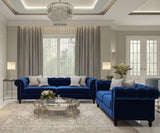 Nativa Interiors London Tufted Sofa Solid + Manufactured Wood / Velvet Commercial Grade Extra Wide Tufted Sofa Blue 103.00"W x 42.50"D x 30.00"H