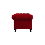 Nativa Interiors London Tufted Sofa Deep Plush Solid + Manufactured Wood / Velvet Commercial Grade Deep Plush Extra Wide Tufted Sofa Red 103.00"W x 49.50"D x 30.00"H