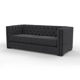 Nativa Interiors Mirel Tufted Sofa Deep Plush Solid + Manufactured Wood / Revolution Performance Fabrics® Commercial Grade Deep Plush Tufted Sofa Charcoal 80.00"W x 44.00"D x 30.00"H