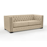 Nativa Interiors Mirel Tufted Sofa Deep Plush Solid + Manufactured Wood / Revolution Performance Fabrics® Commercial Grade Deep Plush Tufted Sofa Flax 80.00"W x 44.00"D x 30.00"H