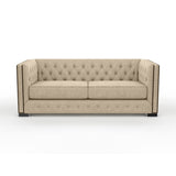 Nativa Interiors Mirel Tufted Sofa Deep Plush Solid + Manufactured Wood / Revolution Performance Fabrics® Commercial Grade Deep Plush Tufted Sofa Flax 80.00"W x 44.00"D x 30.00"H