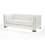 Nativa Interiors Mirel Tufted Sofa Deep Plush Solid + Manufactured Wood / Revolution Performance Fabrics® Commercial Grade Deep Plush Tufted Sofa Off White 80.00"W x 44.00"D x 30.00"H