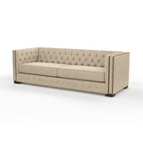 Nativa Interiors Mirel Tufted Sofa Solid + Manufactured Wood / Revolution Performance Fabrics® Commercial Grade Wide Tufted Sofa Flax 94.00"W x 37.00"D x 30.00"H