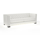 Nativa Interiors Mirel Tufted Sofa Solid + Manufactured Wood / Revolution Performance Fabrics® Commercial Grade Wide Tufted Sofa Off White 94.00"W x 37.00"D x 30.00"H