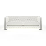 Nativa Interiors Mirel Tufted Sofa Solid + Manufactured Wood / Revolution Performance Fabrics® Commercial Grade Wide Tufted Sofa Off White 94.00"W x 37.00"D x 30.00"H