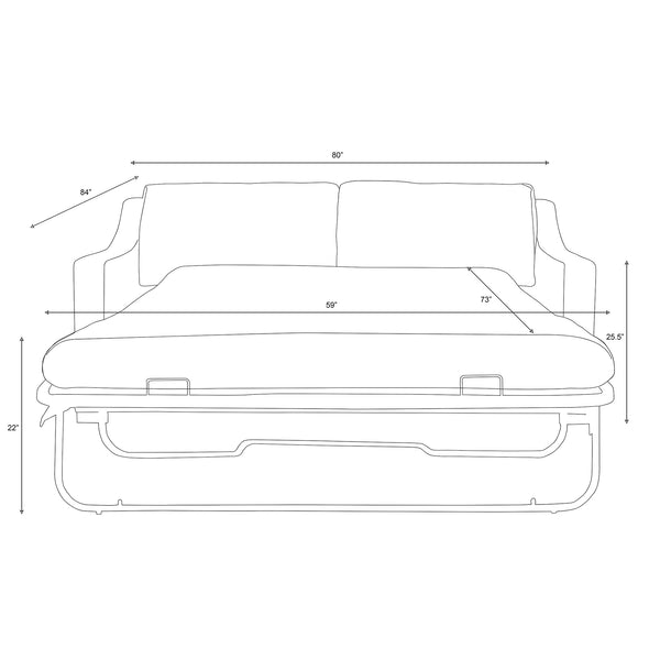 Nativa Interiors Ashley with Premium Gel Infused Foam Mattress Solid + Manufactured Wood / Revolution Performance Fabrics® Commercial Grade Sleeper Sofa  Grey 80.00"W x 36.75"D x 34.00"H