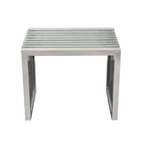 SOHO Rectangular Stainless Steel End Table w/ Clear, Tempered Glass Top