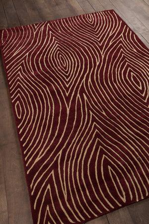 Chandra Rugs Solas 100% Wool Hand-Tufted Contemporary Rug Maroon/Cream 7'9 x 10'6