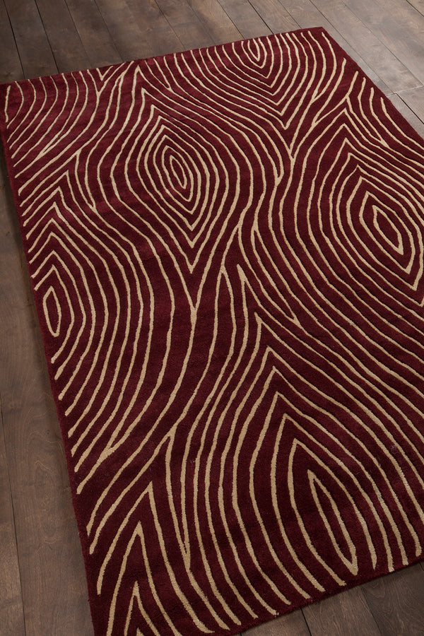 Chandra Rugs Solas 100% Wool Hand-Tufted Contemporary Rug Maroon/Cream 7'9 x 10'6