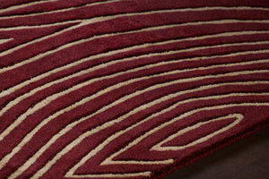 Chandra Rugs Solas 100% Wool Hand-Tufted Contemporary Rug Maroon/Cream 7'9 x 10'6