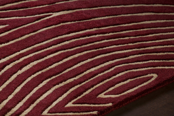 Chandra Rugs Solas 100% Wool Hand-Tufted Contemporary Rug Maroon/Cream 7'9 x 10'6