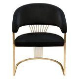 Solstice Dining Chair in Black Velvet w/ Polished Gold Metal Frame